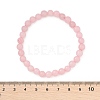 Natural Rose Quartz Bead Stretch Bracelets X-BJEW-K212-A-045-3