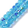 AB Color Plated Transparent Electroplate Beads Strands X-EGLA-H104-06H-1