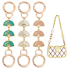 WADORN 3Pcs 3 Colors Fan with Flower Alloy Enamel Link Purse Strap Extenders FIND-WR0009-38-1