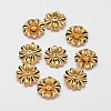 Flower Brass Bead Caps KK-L137-04G-NR-1