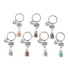 7Pcs 7 Styles Glass Bottle with Chakra Gemstone Chip Inside Keychains KEYC-JKC01393-02-2