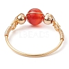 Round Natural Quartz Crystal & Rose Quartz & Green Aventurine & Amethyst & Carnelian Finger Rings RJEW-JR00819-5
