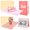 AHANDMAKER 2 Sets 2 Styles Mother's Day 3D Pop Up Paper Greeting Card for Birthday Day AJEW-GA0006-97-1