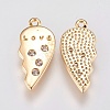 Brass Micro Pave Cubic Zirconia Charms KK-A144-043G-2