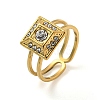 Ion Plating(IP) 304 Stainless Steel Rhinestone Square Finger Rings for Women Men STAS-Z060-01G-1