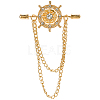 2Pcs Helm Zinc Alloy Hanging Chain Brooches with Crystal Rhinestone FIND-GF0006-83G-1