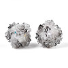 Polymer Clay Rhinestone Beads with Embossed Resin Roses RESI-T059-04B-2