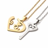 Heart & Skeleton Key Couple Pendant Necklaces & Stud Earrings SJEW-E045-06GP-2