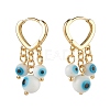 Evil Eye Lampwork Round Beads Dangle Hoop Earrings EJEW-JE04826-03-2