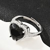 Heart Brass Micro Pave Cubic Zirconia Cuff Open Rings for Women CU-CBA0A21-02P-5