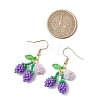 Flower with Cherry 304 Stainless Steel Glass Seed Beads Dangle Earrings EJEW-MZ00419-3