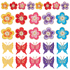  28Pcs 14 Style Plum Blossom & Butterfly Pattern Computerized Embroidered Cloth Patch DIY-NB0008-37-1