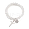 Natural Dyed Blue Lace Agate Beads Double strand Stretch Bracelets BJEW-JB13065-01-1