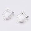 Brass Micro Pave Cubic Zirconia Hoop Earring Findings with Latch Back Closure ZIRC-K075-35P-2