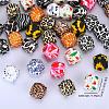 Colorful Pattern Printed Silicone Focal Beads SI-JX0022A-05-2