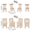 4Pcs 2 Style Natural Pine Wood Home Decorations DJEW-PH0001-09-5