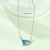 Brass Pave Cubic Zirconia Rectangle and Heart Pendant Cable Chain Necklaces KK-CBAB173-04P-10-3