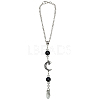 Natural Obsidian & Alloy Pendant Decorations HJEW-WH20009-03B-1