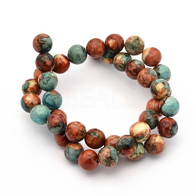 Synthetic Ocean White Jade Round Bead Strands X-G-M165-4mm-04-1