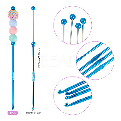4Pcs DIY Alloy Beadable Crochet Hooks AJEW-TA0003-50E-1