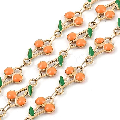 Ion Plating(IP) 304 Stainless Steel Enamel Cherry Link Chains CHS-Z003-01G-01-1