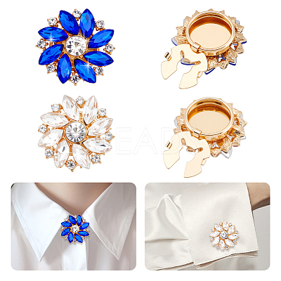 4Pcs 2 Colors Alloy Rhinestone Cufflinks HJEW-NB00212-1