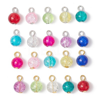 20Pcs 2 Styles Spray Painted Crackle Glass Charms PALLOY-JF03253-1
