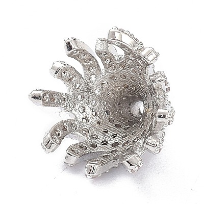 Brass Micro Pave Clear Cubic Zirconia Bead Caps ZIRC-P085-11P-1