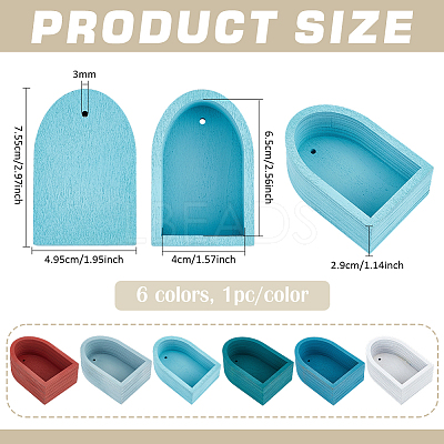 6Pcs 6 Colors Mini Wood Wall Mounted Jewelry Display Stands ODIS-BC0001-38-1