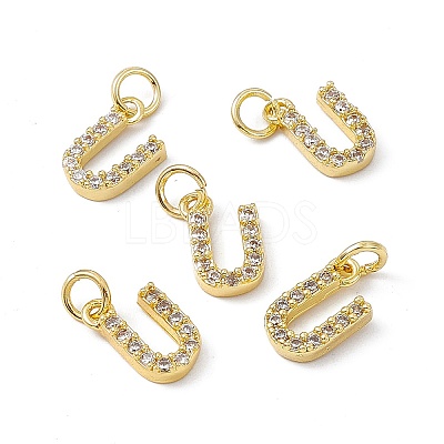 Real 18K Gold Plated Brass Micro Pave Clear Cubic Zirconia Charms KK-E068-VB452-U-1
