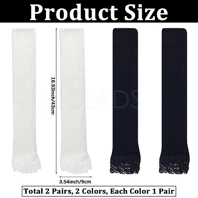 2 Pairs 2 Colors Acrylic Fibers Long Mesh Lace Gloves AJEW-CN0006-66-1