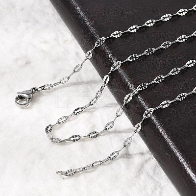 Tarnish Resistant 304 Stainless Steel Dapped Cable Chain Necklaces STAS-O053-03P-1