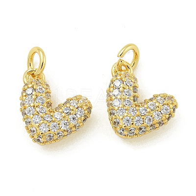 Rack Plating Brass Micro Pave Clear Cubic Zirconia Charms KK-Z067-23G-03-1