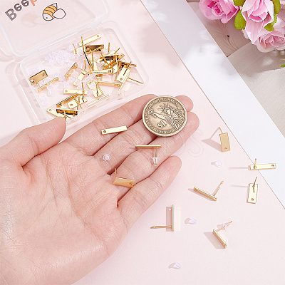40Pcs 2 Styles Brass Stud Earrings Findings EJEW-BBC0002-30-1