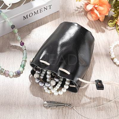 Leather Coin Storage Drawstring Bucket Bags AJEW-WH20064-95B-1