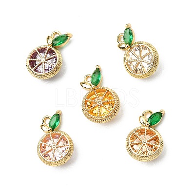 10Pcs 5 Colors Brass Micro Pave Cubic Zirconia Charms KK-CJ0004-08-1