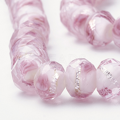 Handmade Silver Foil Glass Lampwork Beads Strands LAMP-R141-12mm-14-1