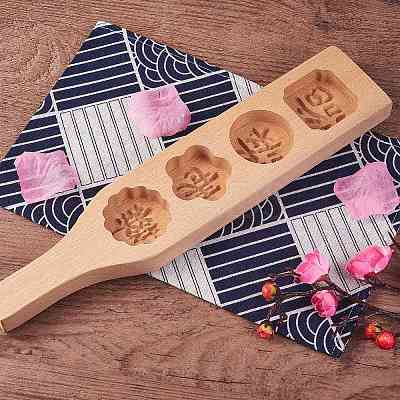 Star & & Flower & Flat Round & Square Wooden Press Mooncake Molds BAKE-SZ0001-06-1