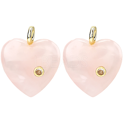 2Pcs Natural Rose Quartz Pendants G-FH0002-76B-1
