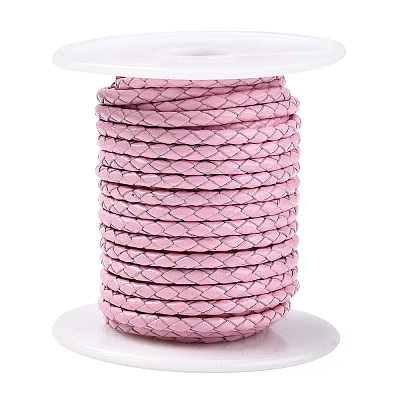 Braided Cowhide Leather Cord NWIR-N005-01Q-4mm-1