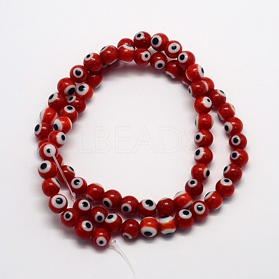 Handmade Evil Eye Lampwork Round Bead Strands LAMP-L055-10mm-10-1
