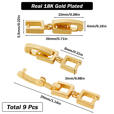 9Pcs Brass Fold Over Clasps KK-SC0004-06G-1