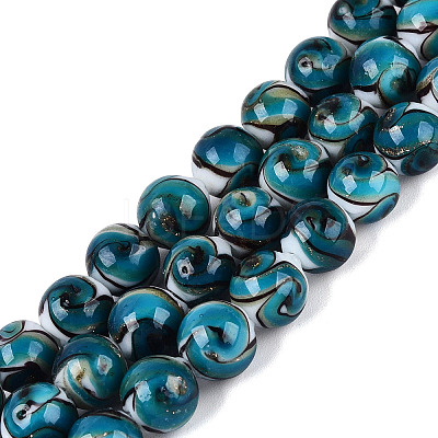 Gold Sand Handmade Lampwork Beads Strands LAMP-N037-08B-1
