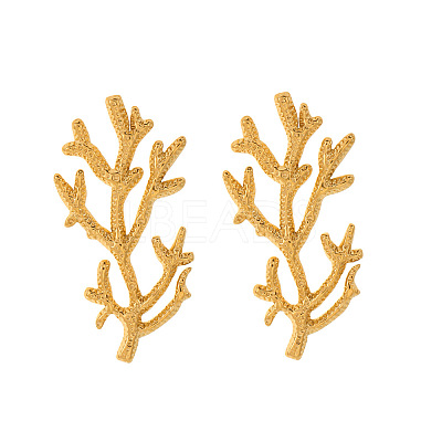 304 Stainless Steel Coral Shape Stud Earrings for Women WGF2D78-01-1