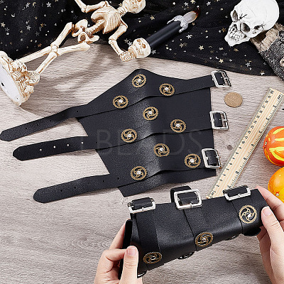 Adjustable PU Leather Cuff Wristband for Bikers AJEW-WH0415-25B-1