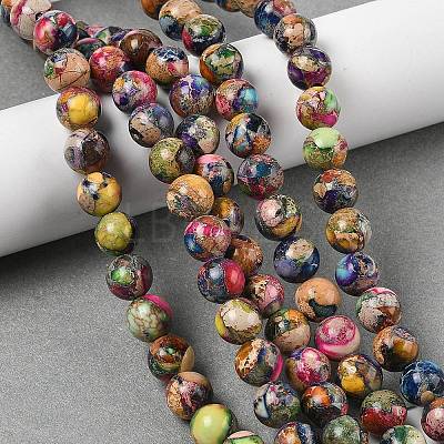 Dyed Natural Regalite/Imperial Jasper/Sea Sediment Jasper Beads Strands X-G-B124-C01-19-1