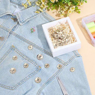 30Pcs 2 Styles Alloy Buttons BUTT-AR0001-20-1