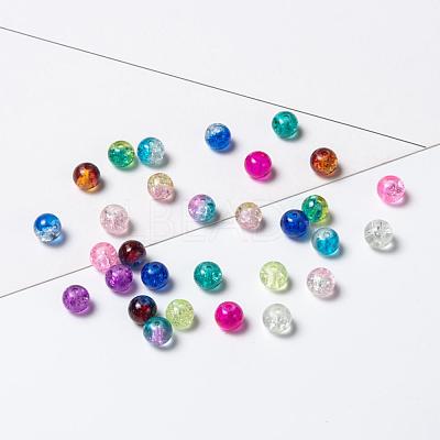 Spray Painted Crackle Glass Beads Strands CCG-JP0001-03B-1