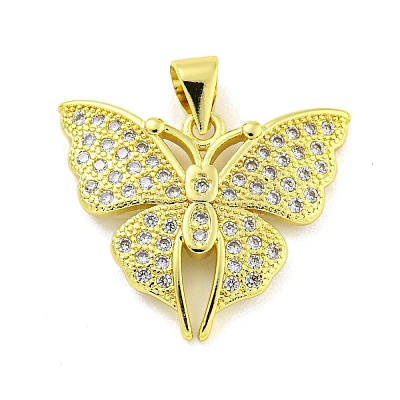 Brass Micro Pave Clear Cubic Zirconia Pendants KK-R159-30G-1