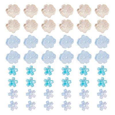 100Pcs 4 Styles Baking Paint Transparent Glass Bead Caps DGLA-TA0001-51-1